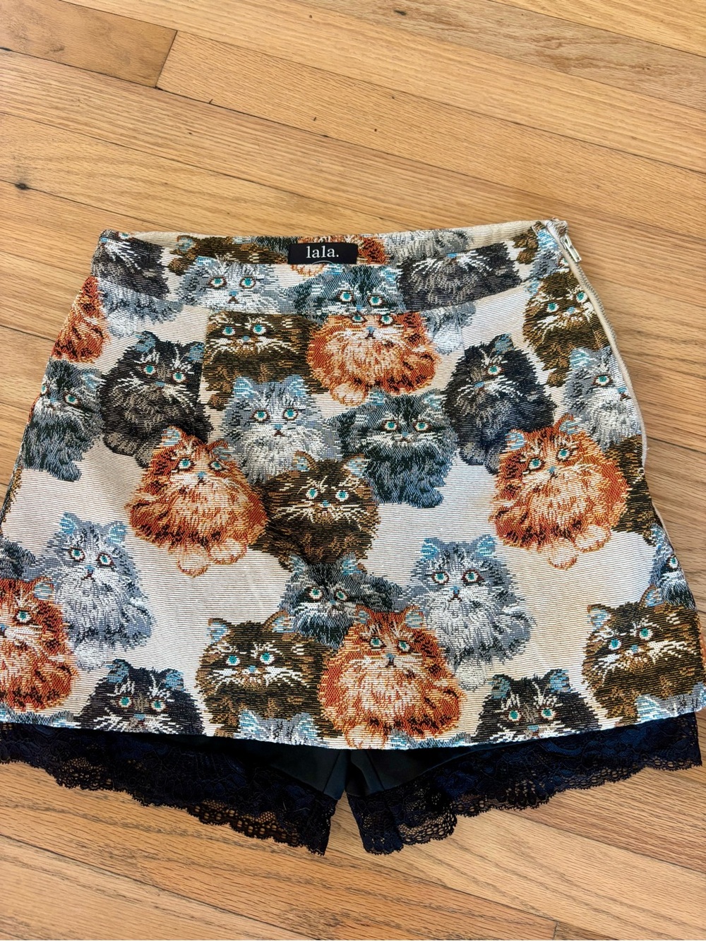 Multi-Color Cat Print Shorts Skort